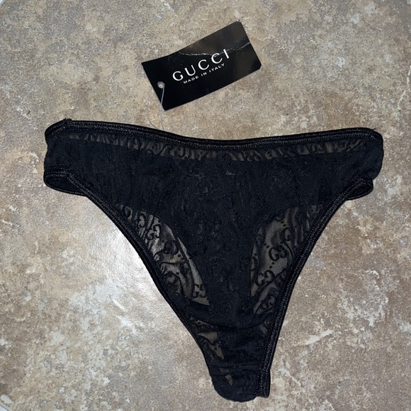 Gucci Intimates & Sleepwear Rare New Vintage 202 Tom Ford Era Black Gucci Gg Panties Thong G
